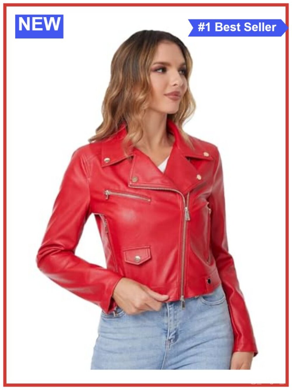 DIASHINY Faux Leather Jacket Slim Belted PU Moto Coat